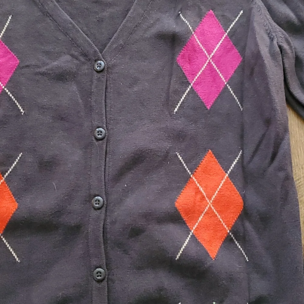 Gymboree Girls‎ Brown Argyle Buttondown Cardigan Size 10-12